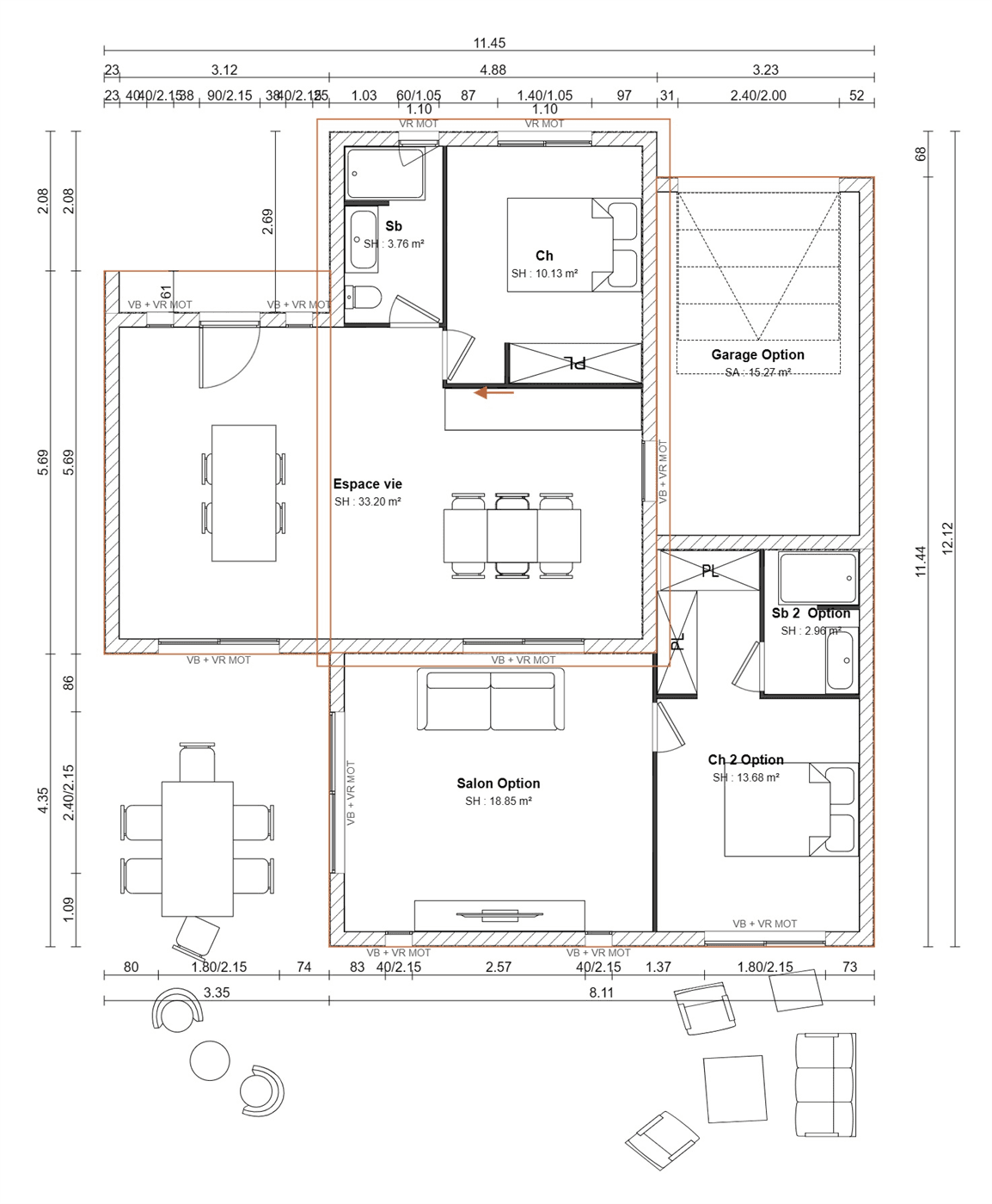 Maison contemporaine à ossature métallique légère (LSF) avec terrasse et jardin