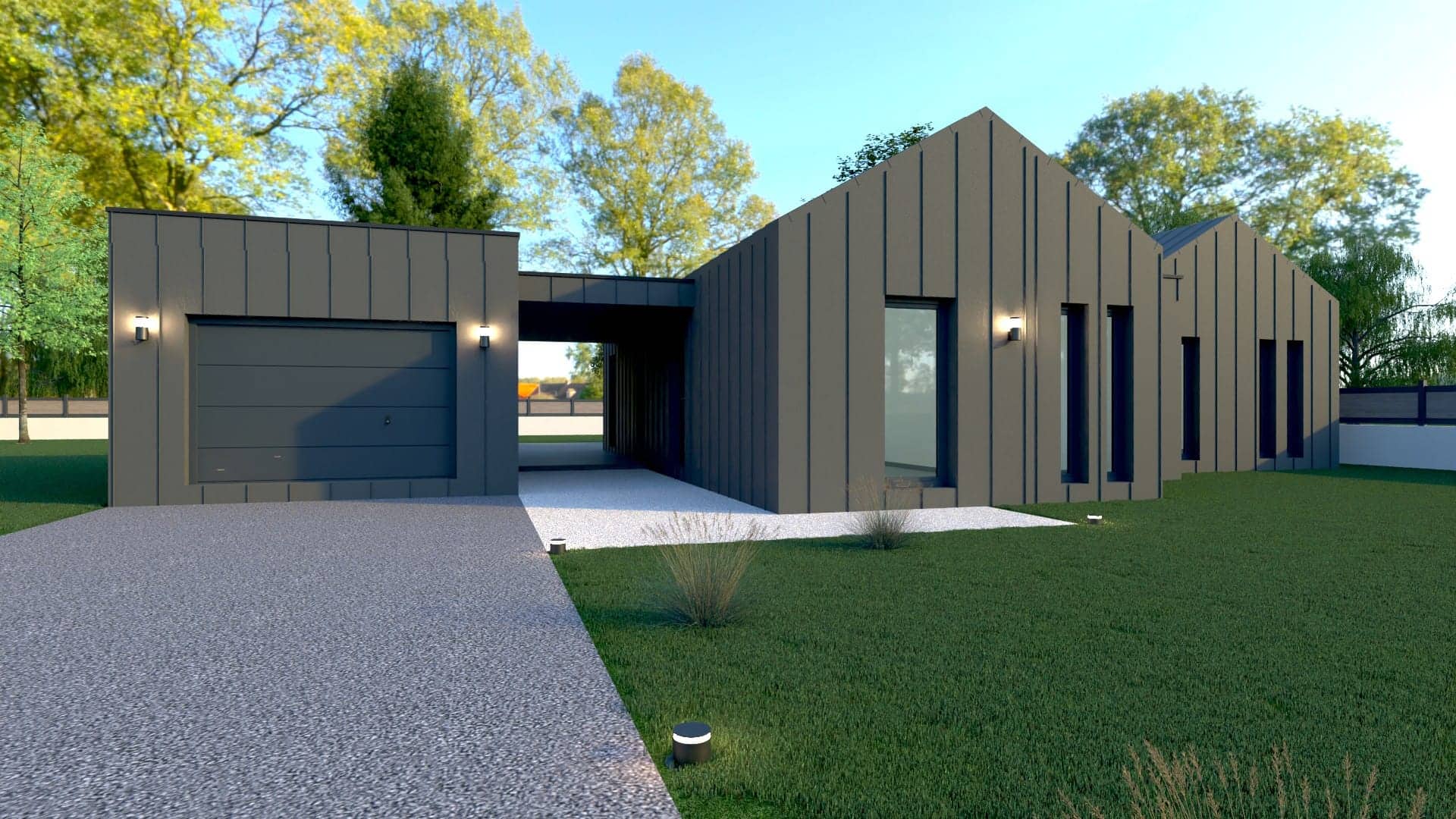 Maison container contemporaine avec terrasse
