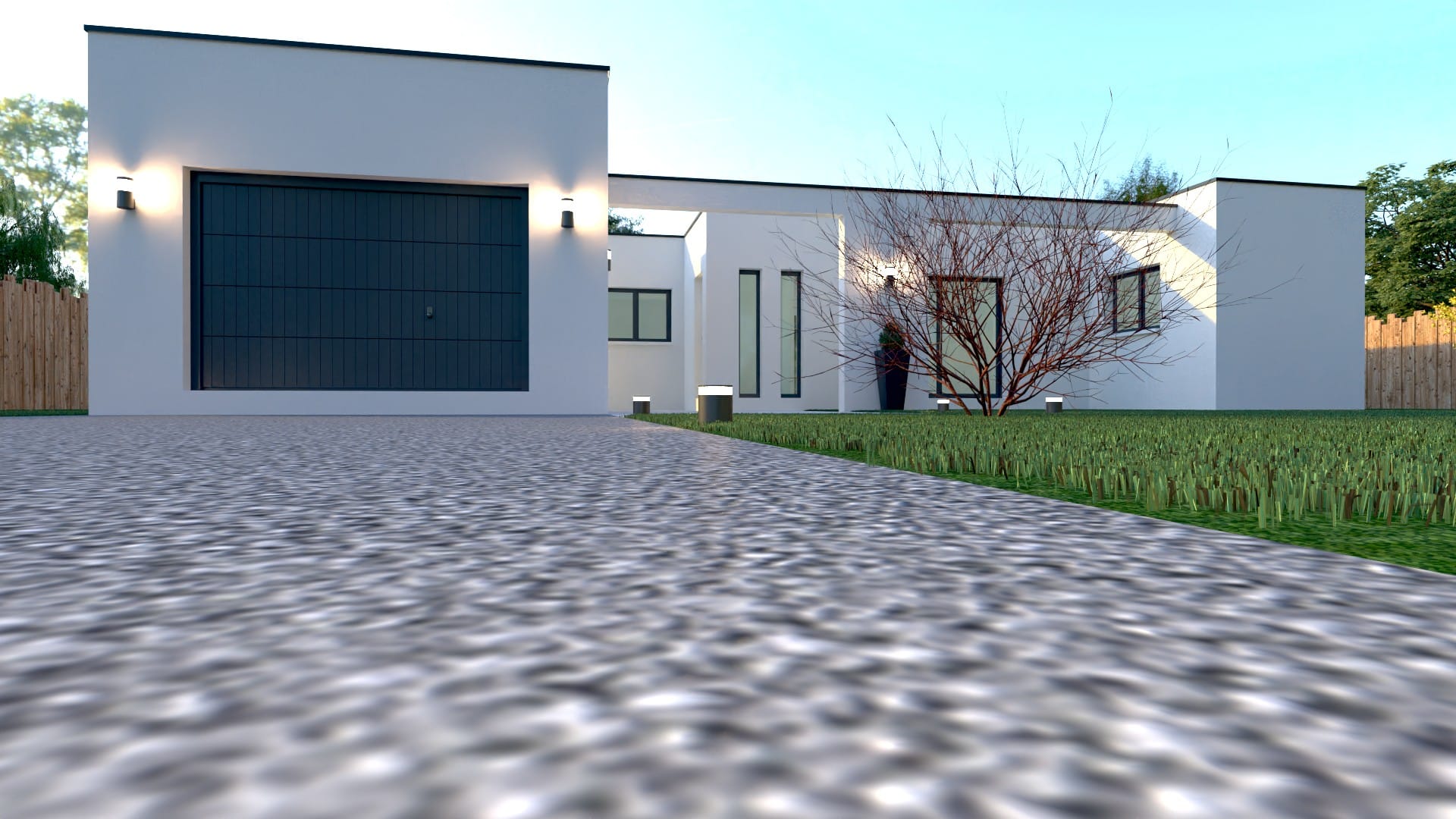 Maison conteneur X COM 004 design 75 m², volumes modernes, accès garage en option et façade minimaliste